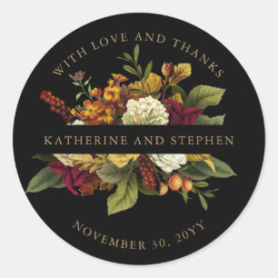 Adesivo Redondo Vermelho Orange Floral Buquê with Love and Obri