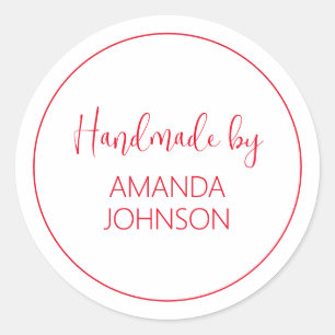 Adesivo Redondo Vermelho Personalizado Feito Por