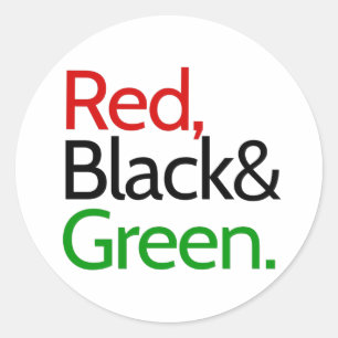 Adesivo Redondo Vermelho, Preto e Verde-Americano Africano