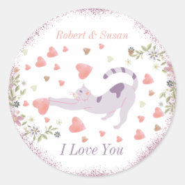 Adesivo Redondo Vermelho Rosa Eu Te Amo Dia de os namorados Modern