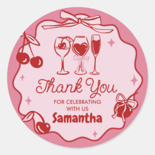 Adesivo Redondo Vermelho Rosa Sujo Trinta Festas de aniversário