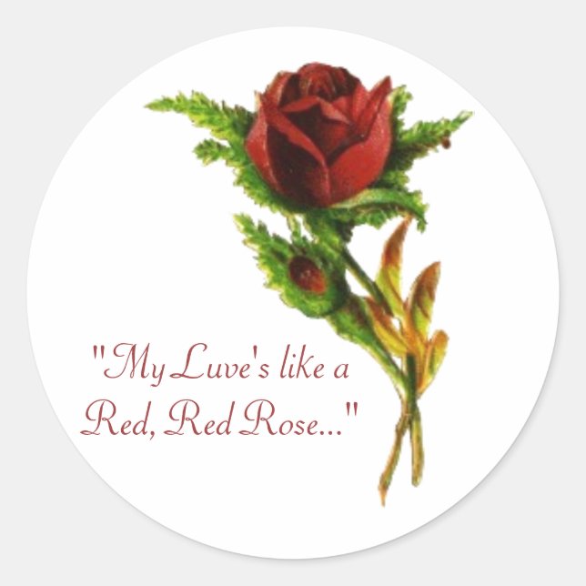Adesivo Redondo Vermelho, Rosa vermelha (Frente)