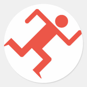 Adesivo Redondo Vermelho Running do homem