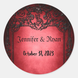 Adesivo Redondo Vermelho Russo Gótico Elegante