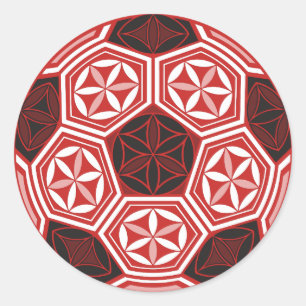 Adesivo Redondo vermelho sagrado da geometria do futebol