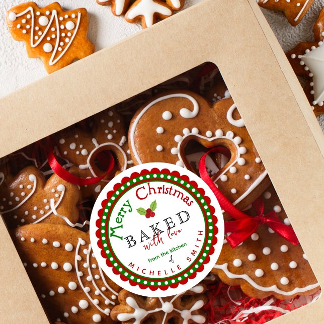 Adesivo Redondo Vermelho Verde Feito Com Amor Feliz Natal (Criador carregado)