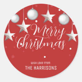 Adesivo Redondo Vermelhos de Natal brilhante