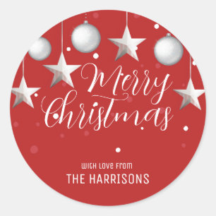 Adesivo Redondo Vermelhos de Natal brilhante