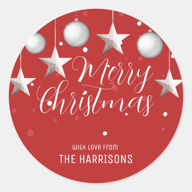 Adesivo Redondo Vermelhos de Natal brilhante (Frente)