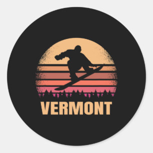 Adesivo Redondo Vermont Snowboard Vintage Vt Snow Boarder Retro