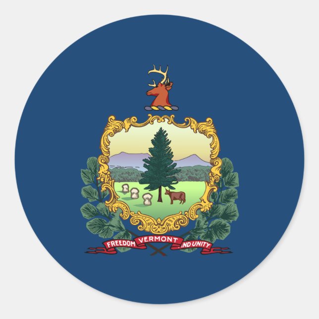 Adesivo Redondo Vermont State Flag EUA (Frente)