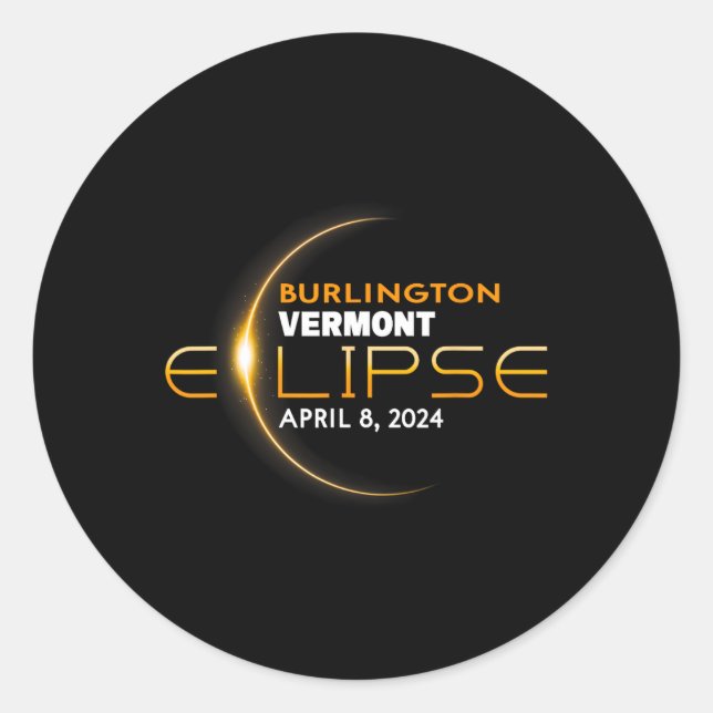 Adesivo Redondo Vermont Total Solar Eclipse 2024 (Frente)