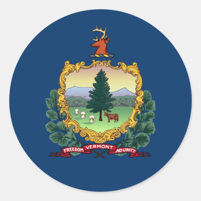 Adesivo Redondo Vermonter Flag, Flag de Vermont (Frente)