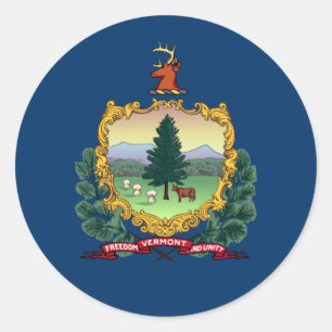 Adesivo Redondo Vermonter Flag, Flag de Vermont