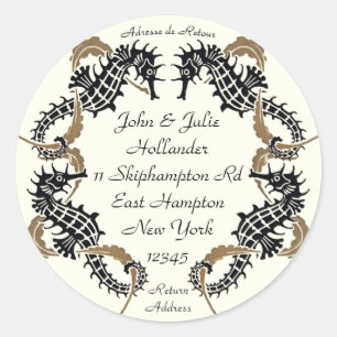 Adesivo Redondo Verneuil Art Nouveau Seacavalo Rótulos de Endereço