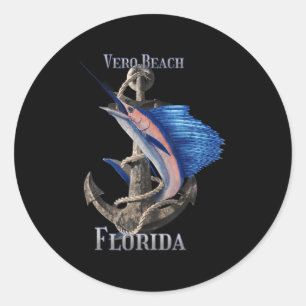 Adesivo Redondo Vero Beach Florida Espadarte Marlin Ocean Fisherie