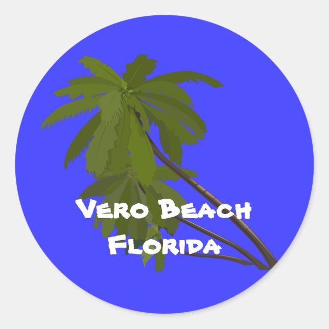 Adesivo Redondo Vero Beach, Flórida, Palm Trees Sticker (Frente)