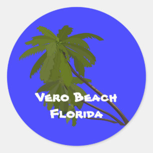 Adesivo Redondo Vero Beach, Flórida, Palm Trees Sticker