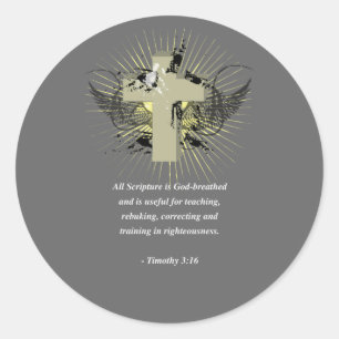 Adesivo Redondo Verso da bíblia do 3:16 de TIMOTHY