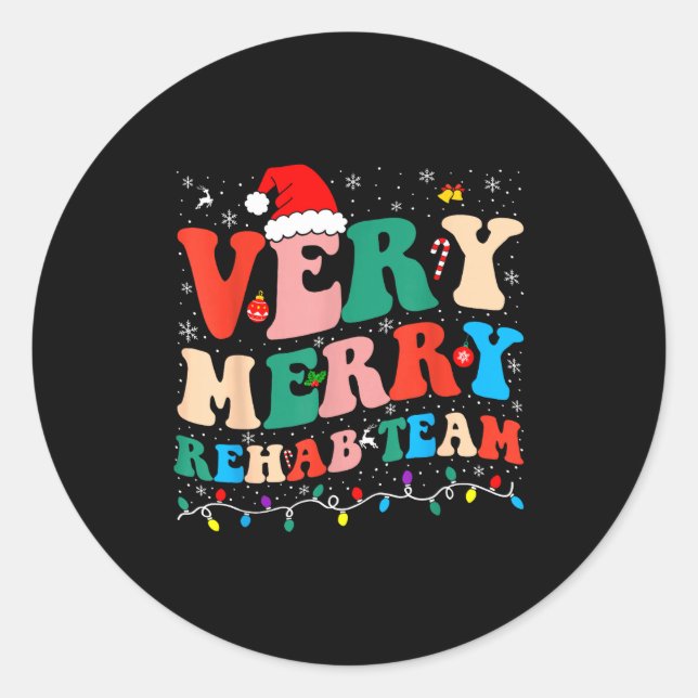 Adesivo Redondo Very Merry Rehab Team Pt Christmas Matching Santa  (Frente)
