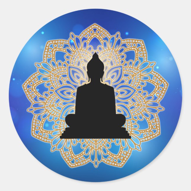 Adesivo Redondo Vesak Day Buddha e Mandala Vaisakha Purnima (Frente)