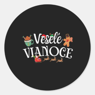 Adesivo Redondo Veselé Vianoce Eslovaco Feliz Natal Vesele Viano