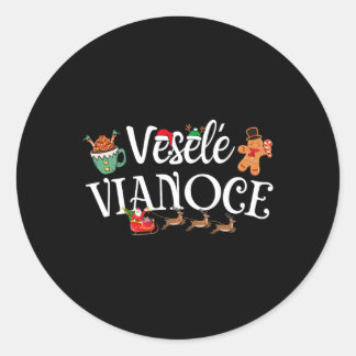 Adesivo Redondo Veselé Vianoce Eslovaco Feliz Natal Vesele Viano