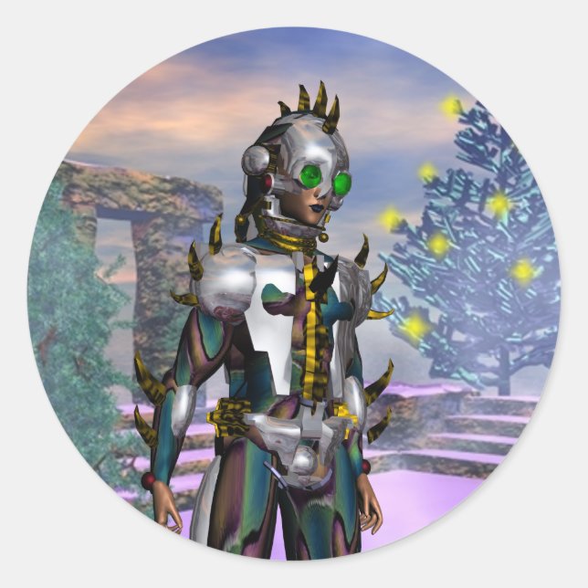 ADESIVO REDONDO VÉSPERA DE UM CIBORG DO NOVO ANO (Frente)