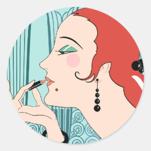 Adesivo Redondo VÉSPERA, senhora do art deco no Aqua e na cerceta