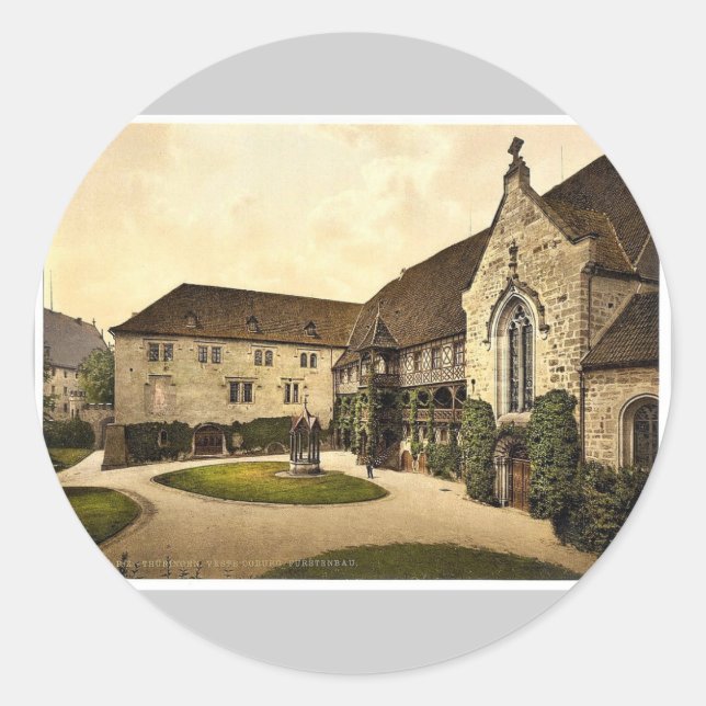 Adesivo Redondo Veste Coburg Furstenbau, Turíngia, Alemanha rara P (Frente)
