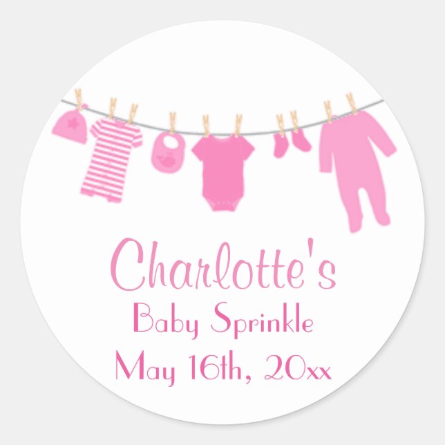 Adesivo Redondo Vestes cor-de-rosa Vidraças Bebê Vinhetas (Frente)