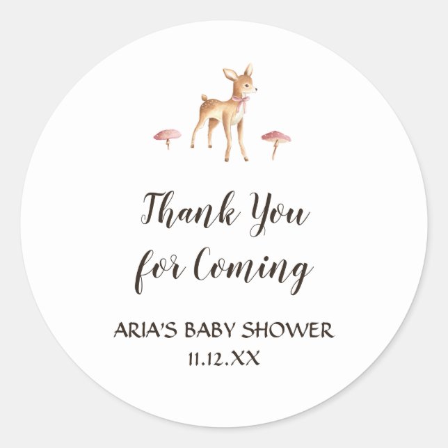 Adesivo Redondo Vestida de Aquarela no Chá de fraldas Branco (Frente)