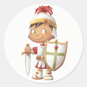 Adesivo Redondo Vestido armado de Deus - Rapaz