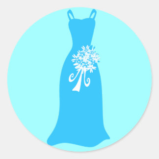 Adesivo Redondo Vestido Azul Oceano com Buquê