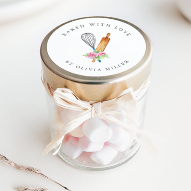 Adesivo Redondo Vestido Com Amor Elegante De Folha Rosa (Criador carregado)