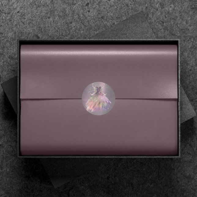 Adesivo Redondo Vestido de Baile Fada Boêmio | Tom de Vinho Envern (Criador carregado)