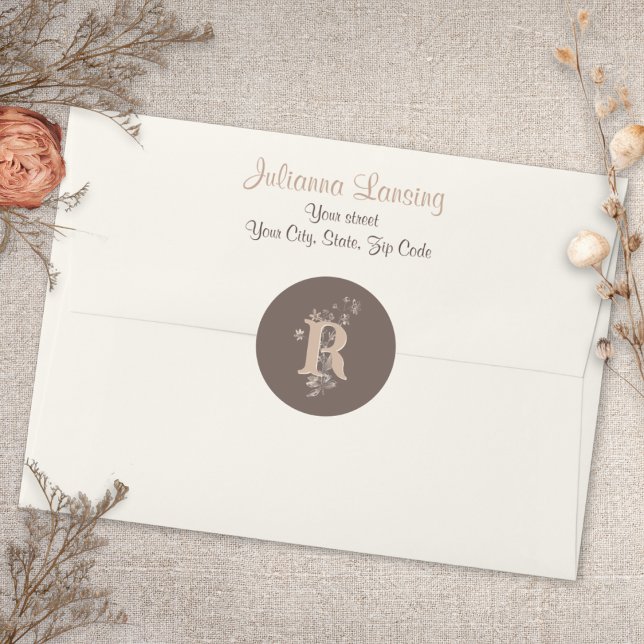 Adesivo Redondo Vestido de casamento Rustic Boho Neutral (Criador carregado)