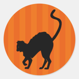 Adesivo Redondo Vestido de Halloween de Gato Assustado