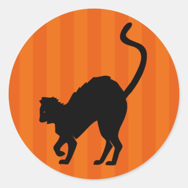 Adesivo Redondo Vestido de Halloween de Gato Assustado (Frente)