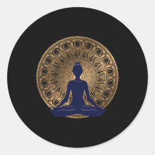 Adesivo Redondo Vestido de Ioga Roupas de Meditação Namaste Posiçã