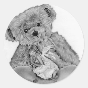 Adesivo Redondo Vestido de Leite de Urso de Teddy