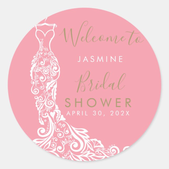 Adesivo Redondo Vestido de Noiva Elegante em Tonalidade Dourada Es (Frente)