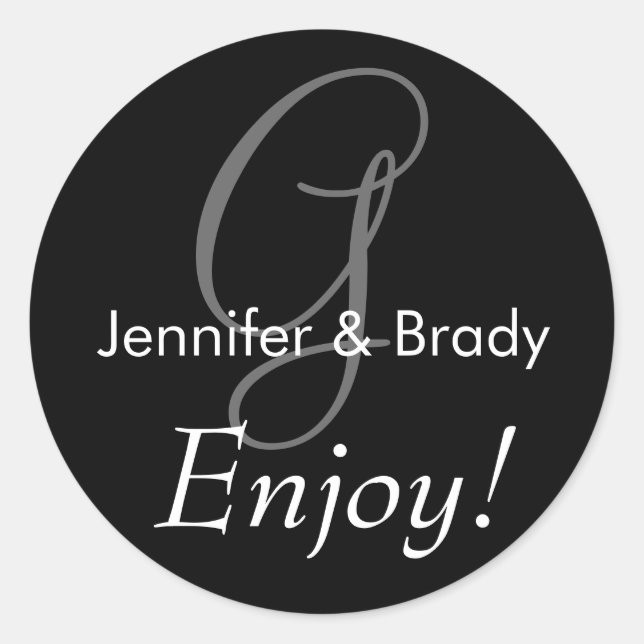 Adesivo Redondo Vestido De Noiva Monograma, Vinheta De Favor (Frente)