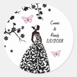 Adesivo Redondo Vestido Elegante Brito feito borboletas