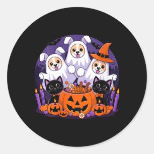 Adesivo Redondo Vestido engraçado de Halloween para cachorro femin