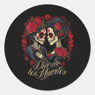 Adesivo Redondo Vestido feminino La Catrina Dia Estiloso Do
