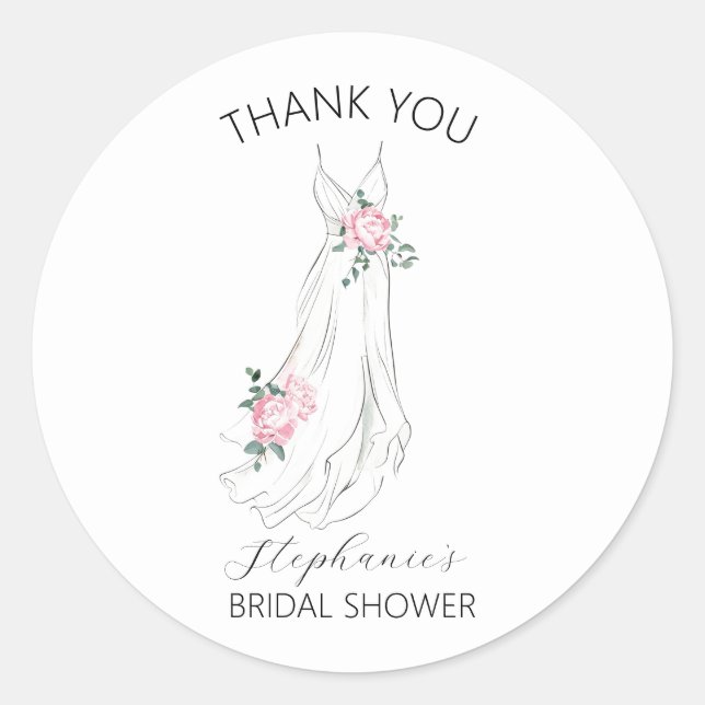 Adesivo Redondo Vestido Floral de Eucalipto em Aquarela Chá de Noi (Frente)