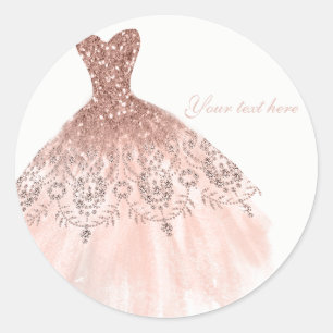 Adesivo Redondo Vestido Glamour com Lantejoulas Rosa Peachy Blush