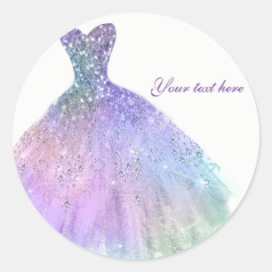 Adesivo Redondo Vestido Glamour com Lantejoulas Roxo Pastel Festa