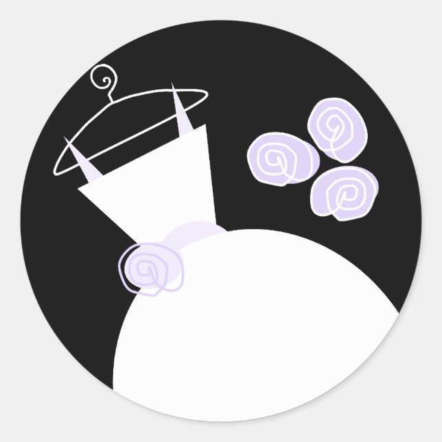 Adesivo Redondo Vestido preto roxo de Casamento (Frente)